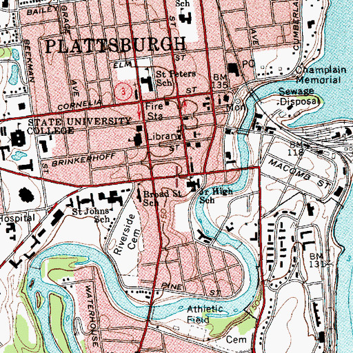 Topographic Map of City of Plattsburgh, NY