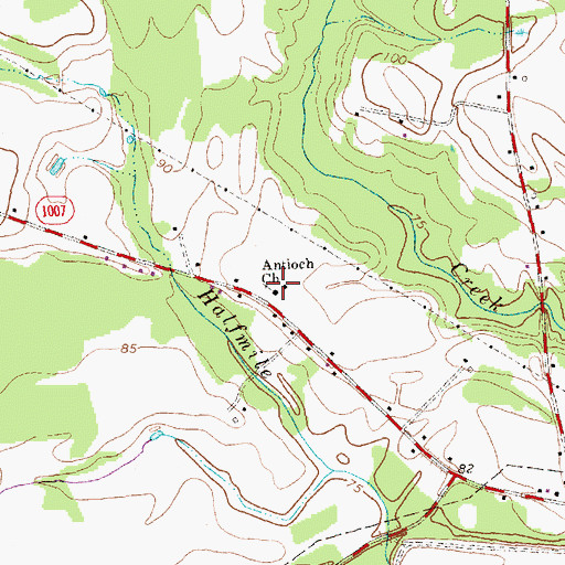 Topographic Map of Antioch Church, NC