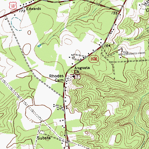 Topographic Map of Augusta Church, NC