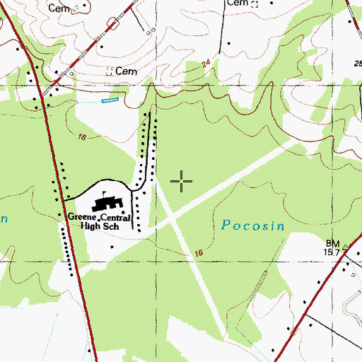 Topographic Map of Beargarden Pocosin, NC