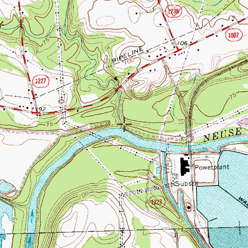 Topographic Map of Beaverdam Creek, NC
