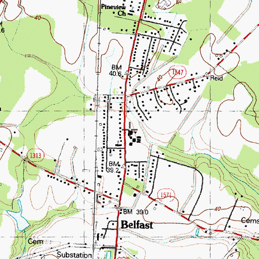 Topographic Map of Belfast School, NC