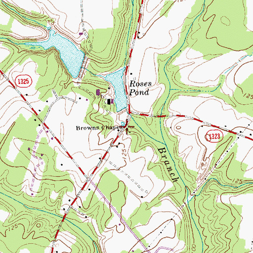 Topographic Map of Browns Chapel, NC