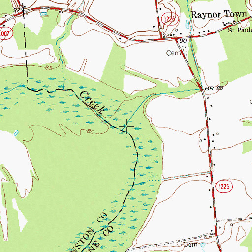 Topographic Map of Burden Creek, NC