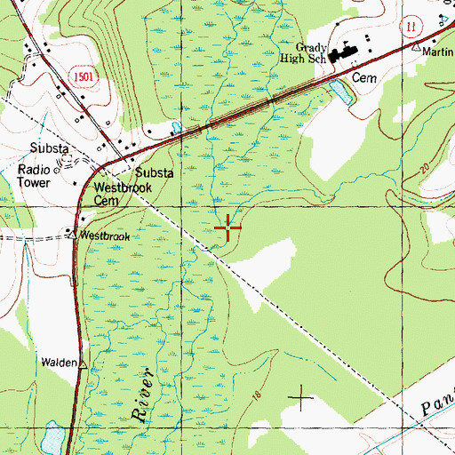 Topographic Map of Burn Coat Creek, NC