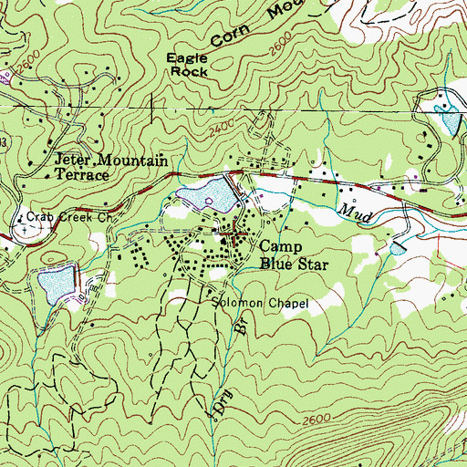 Topographic Map of Camp Blue Star, NC