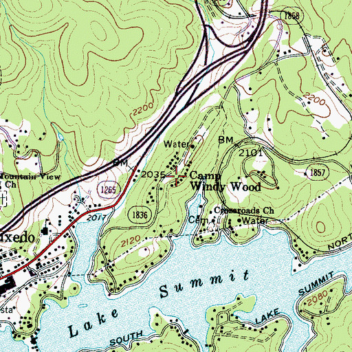 Topographic Map of Camp Windy Wood, NC