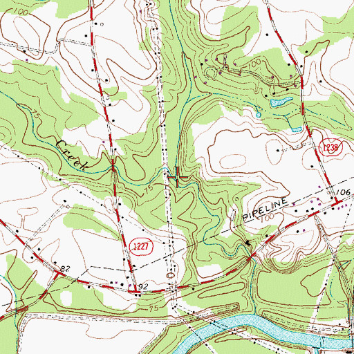 Topographic Map of Charles Branch, NC