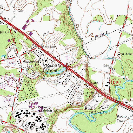 Topographic Map of Cogdells Pond, NC