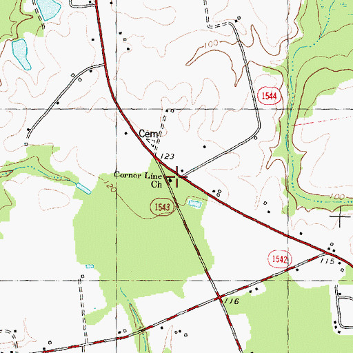 Topographic Map of Corner Line Church, NC