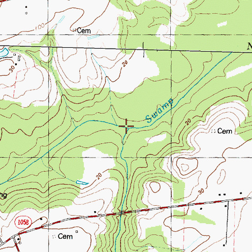 Topographic Map of Cow Branch, NC
