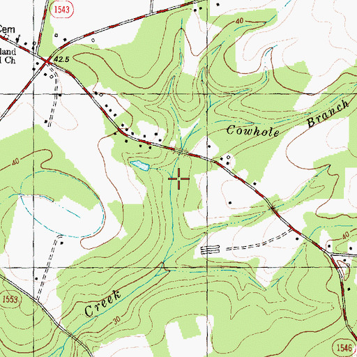 Topographic Map of Cowhole Branch, NC