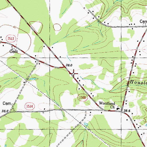 Topographic Map of Deavers Chapel, NC
