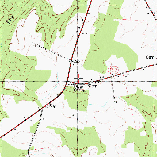 Topographic Map of Diggs Chapel, NC
