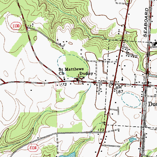 Topographic Map of Dudley Church, NC