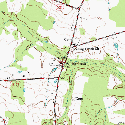 Topographic Map of Falling Creek Church, NC