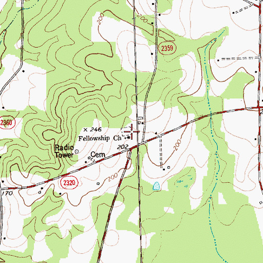 Topographic Map of Fellowship Church, NC