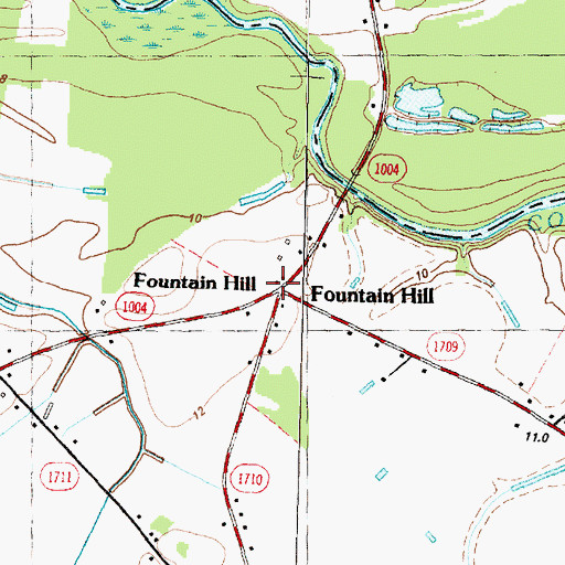 Topographic Map of Fountain Hill, NC