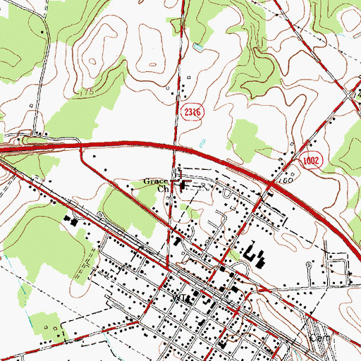 Topographic Map of Grace Church, NC