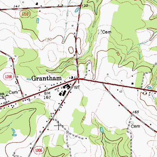 Topographic Map of Grantham, NC
