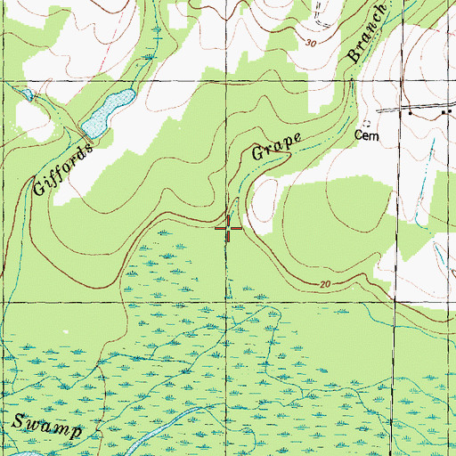 Topographic Map of Grape Branch, NC