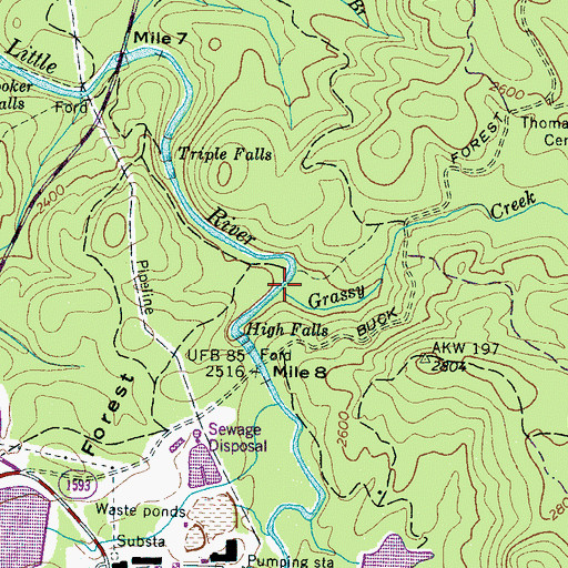Topographic Map of Grassy Creek, NC