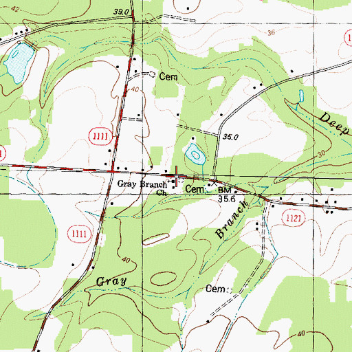 Topographic Map of Gray Branch Church, NC