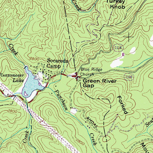 Topographic Map of Green River Gap, NC