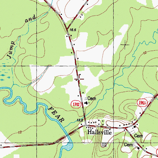 Topographic Map of Hallsville Church, NC