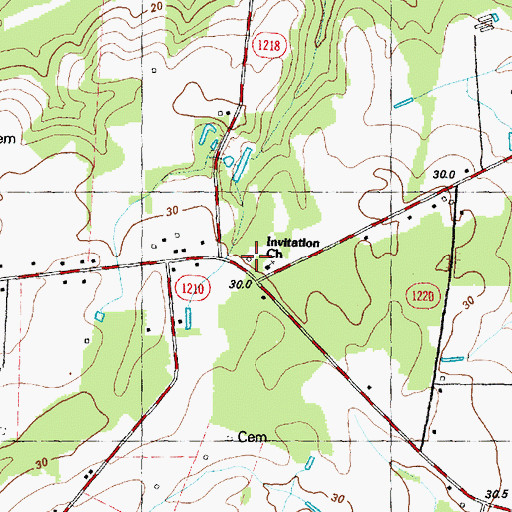 Topographic Map of Invitation School, NC