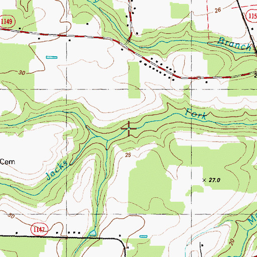 Topographic Map of Jacks Fork, NC