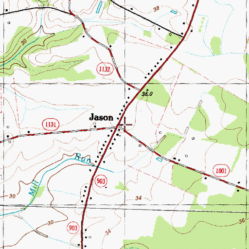 Topographic Map of Jason, NC