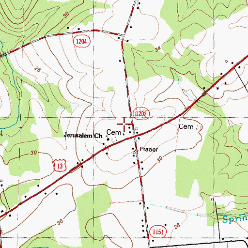Topographic Map of Jerusalem Church, NC