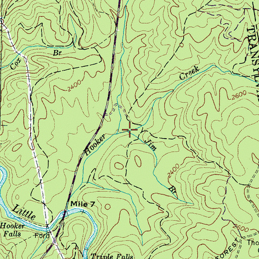 Topographic Map of Jim Branch, NC