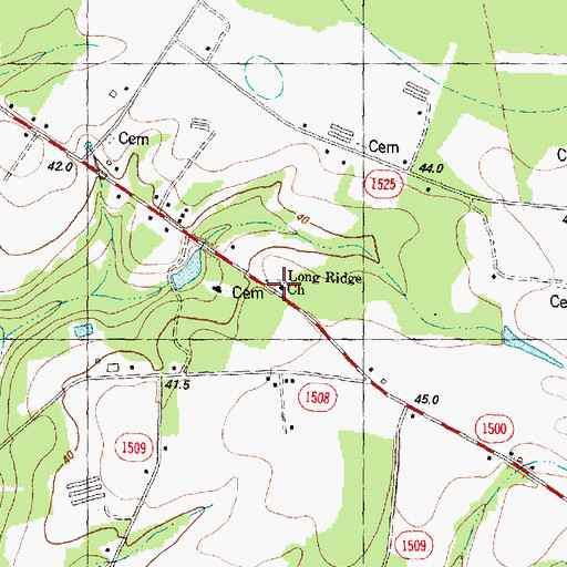 Topographic Map of Long Ridge Church, NC