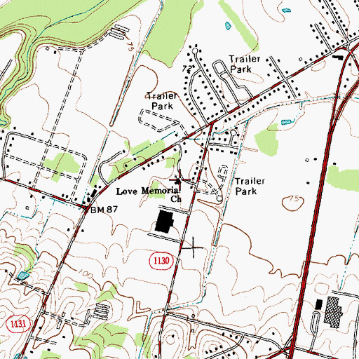 Topographic Map of Love Memorial Church, NC