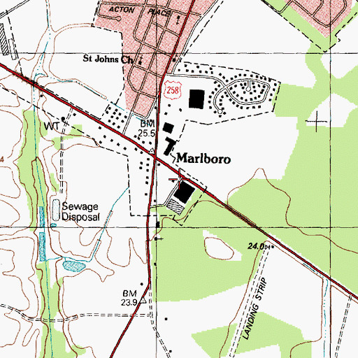 Topographic Map of Marlboro, NC