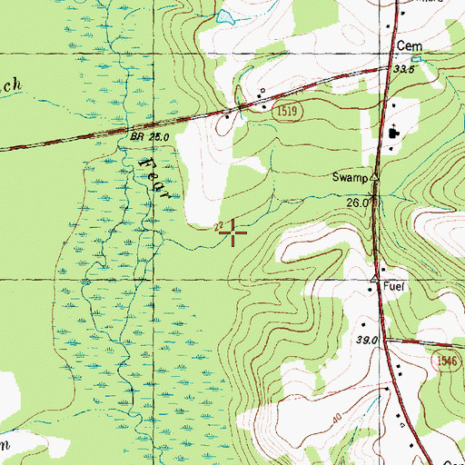 Topographic Map of Mathews Creek, NC