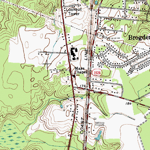 Topographic Map of Mays Chapel, NC
