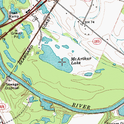 Topographic Map of McArthur Lake, NC