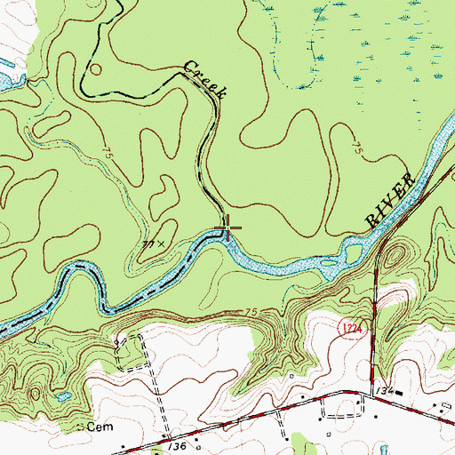Topographic Map of Moccasin Creek, NC