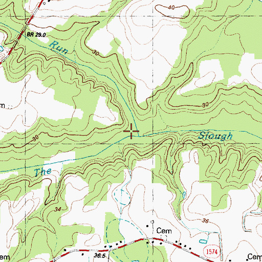 Topographic Map of Moccasin Run, NC