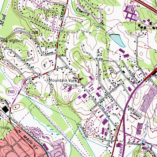 Topographic Map of Mountain View Church, NC