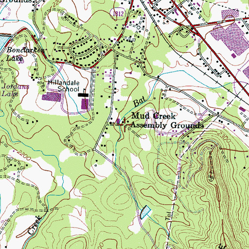 Topographic Map of Mud Creek Assembly Grounds, NC