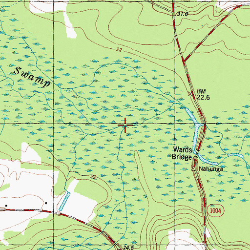 Topographic Map of Nahunga Creek, NC