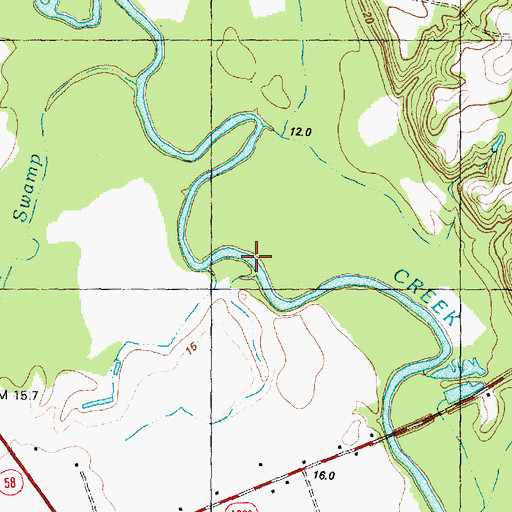 Topographic Map of Nahunta Swamp, NC