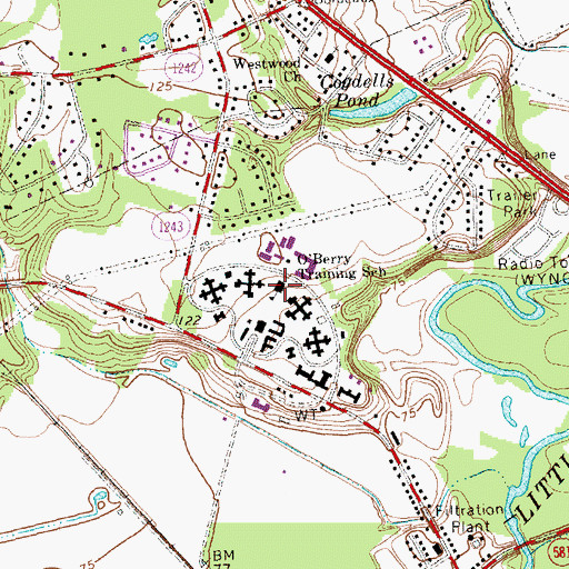 Topographic Map of O'Berry Training School, NC