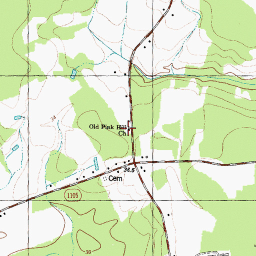 Topographic Map of Old Pink Hill Church, NC