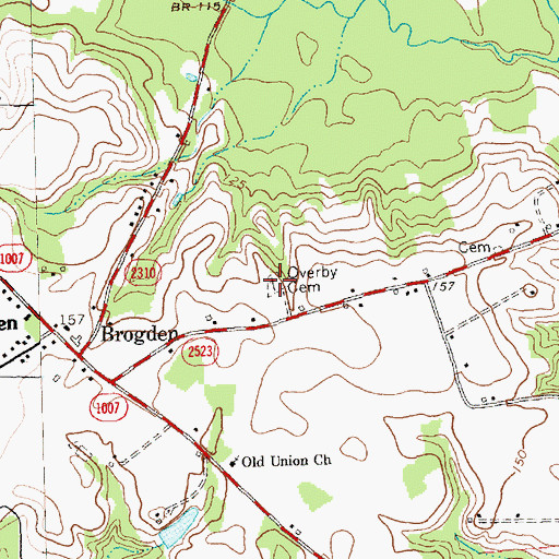 Topographic Map of Overby Cemetery, NC