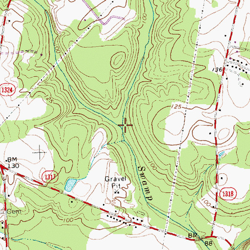 Topographic Map of Peacock Branch, NC